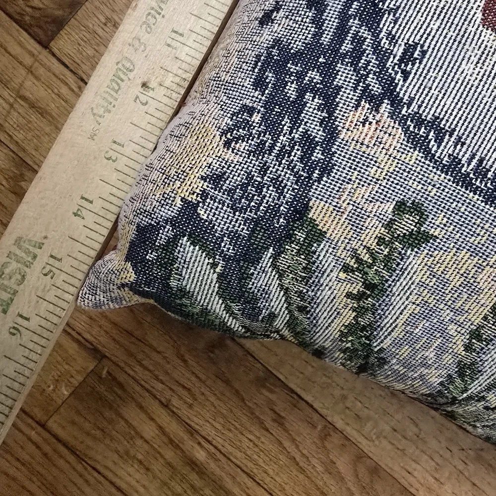 Tapestry Throw Pillow Snowman Birdhouse Christmas 15